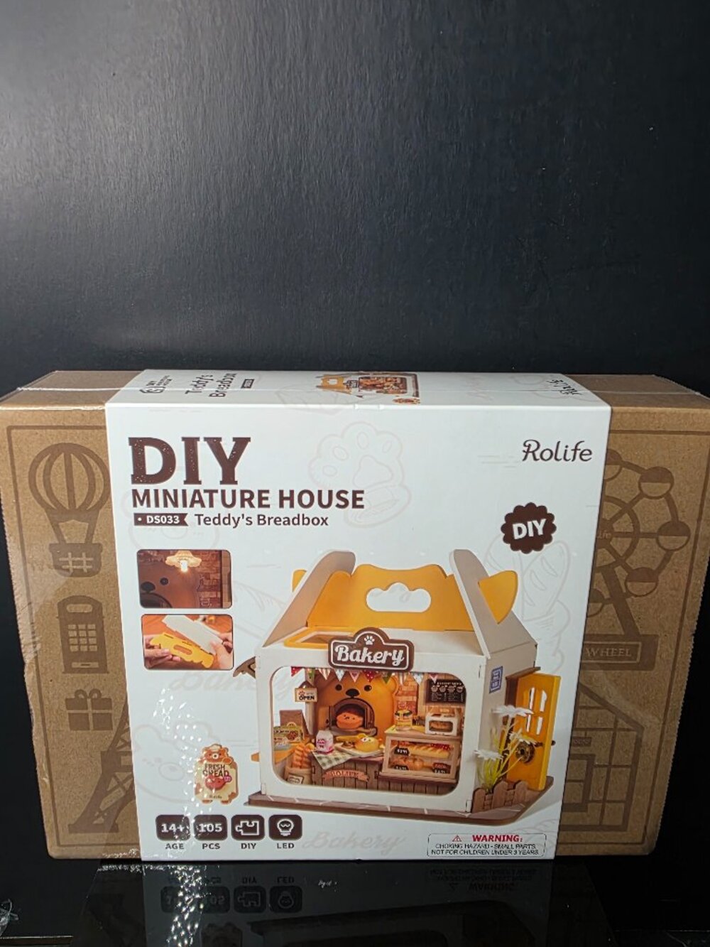 Rolife Teddy’s Breadbox DIY Miniature House DS033 Bakery LED Dollhouse Kit NEW
